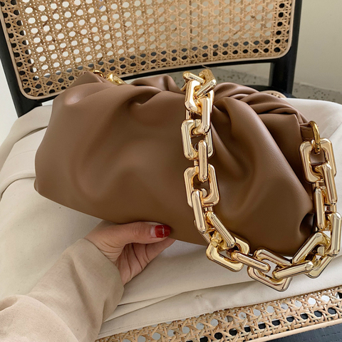 2022 hot sale trendy brand ladies thick chain shoulder bag soft PU ladies handbag handbag luxury designer ladies casual handbag ► Photo 1/6