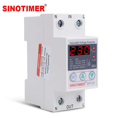 63A 220V Din Rail Adjustable Recovery Reconnect Over and Under Voltage Protective Device Protector Relay Over Voltage Protection ► Photo 1/6