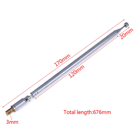 7 Secties Telescopische Antenne Antenne Voor Radio Tv Zilver Uitgebreid Totale Lengte 765Mm Nieuwe ► Photo 1/6