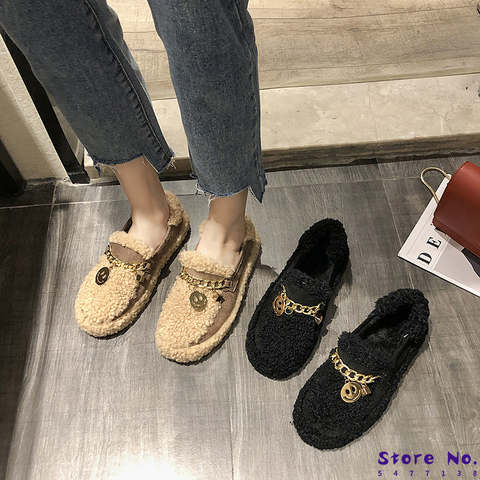 Elegant Moccasin Shoes Women 2022 Fashion Women's Casual Female Sneakers Slip-on Flats Autumn Loafers Fur Round Toe Moccasins ► Photo 1/5