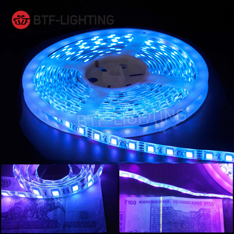 3528/5050 UV Ultraviolet Purple Waterproof 60LED/M Strip Lamp Black Light DC 
