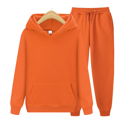 Men's Solid Orange Hooded Sweatshirt