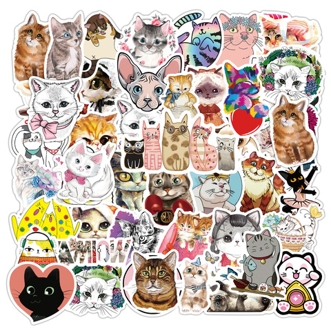 Cartoon Cute Stickers Cats, Notebook Luggage Suitcase