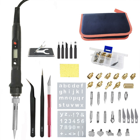 110W 220v 60W wood Burning Soldering Iron Chiseled Tips Blade Burning Tool  Set Woodburning with Manual carving knife carry bag