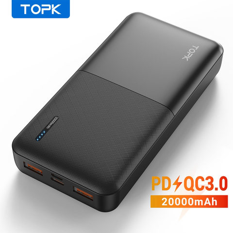 TOPK Power Bank 20000mAh Portable Charger USB Type C PD 3.0 Quick Charge 3.0 Fast Charging Powerbank External Battery for Xiaomi ► Photo 1/6