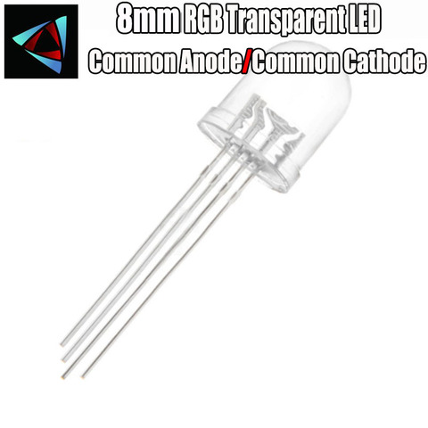 10 pcs = Full colors Water Clear  Transparent  RGB LED, 8mm, common anode Common Cathode diode ► Photo 1/1
