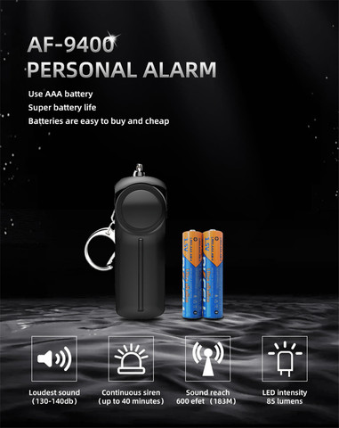 Safe Personal Handy Anti-pervert Alarm with LED Light, Practical Self-defense Keychain Emergency Attack Safety Security Alarm ► Photo 1/6