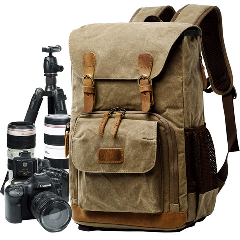 New SLR Camera Backpack Bag Waterproof Canvas&Leather Retro Camera Bag NATIONAL GEOGRAPHIC Camera Backpack Travel Camera Bag ► Photo 1/6
