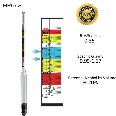 Triple Scale Hydrometer For Home Brew Wine Beer Cider Alcohol Testing 3 Scale hydrometer Top quality Wine Sugar Meter Homebrew ► Photo 1/6