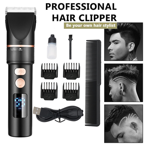 Electric Hair Clipper Rechargeable Hair Trimmer Titanium Ceramic Blade Salon Men Hair Cutting Barber Machine LCD Display ► Photo 1/6