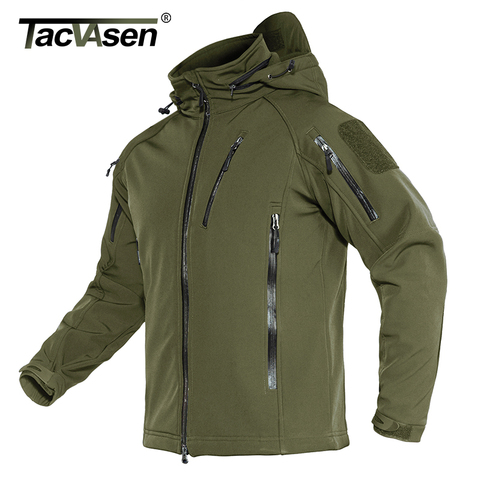 TACVASEN Airsoft Military Tactical Jacket Men Winter Fleece Lining Hooded Softshell Army Jacket Coat Windproof Assault Coat 4XL ► Photo 1/6