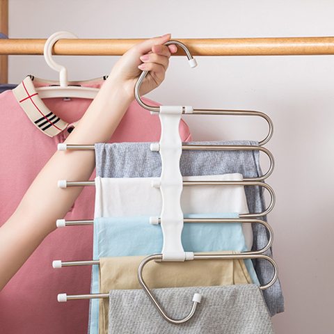 5-in-1 Pants Hanger Multifunctional Portable Stainless Steel Hanger for Clothes Trousers Coat Storage Organization Space Saving ► Photo 1/1