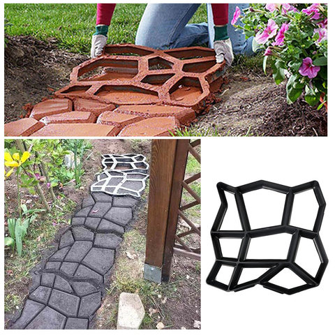 Garden Walk Pavement Mold DIY Manually Paving Cement Brick Stone Road Concrete  Molds Path Maker Reusable DIY Manually Paving