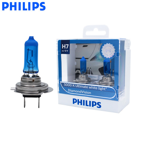 Philips H7 12V 55W Diamond Vision 5000K Xenon White Car Halogen Original Headlight Auto Bulb Genuine Bright Lamp 12972DVS2, Pair ► Photo 1/6