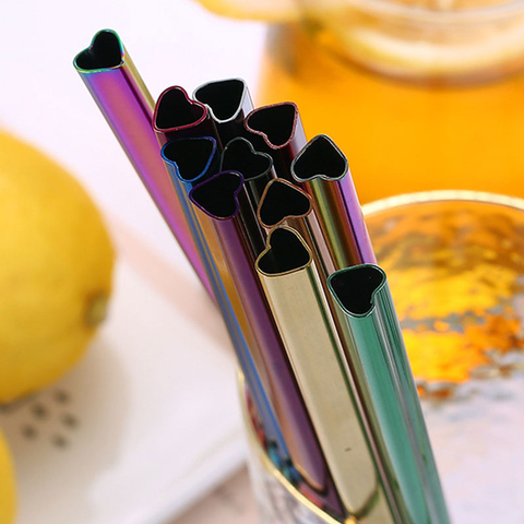 1Pc Heart-shaped Straw Reusable Stainless Steel Drinking Straw Milk Tea Multicolor Beverage Drinking Straw Milkshake Straw ► Photo 1/1