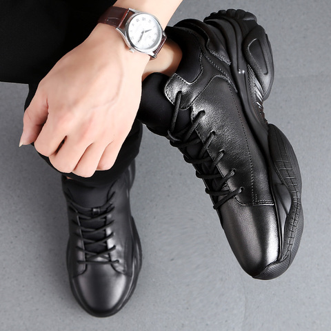 Spring/Autumn 3 CM Height Increase Leather Casual Men Sneakers Men Elevator Shoes Thick Sole Young Men Daily Footwear ► Photo 1/6