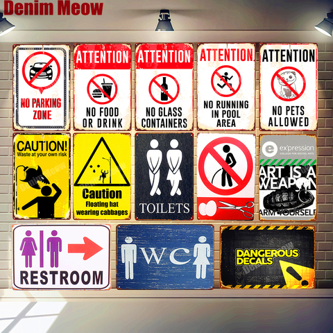 30x20cm Restroom Plaque Caution Vintage Metal Tin Signs Home Bar Pub Decorative Plate Toilets Wall Stickers WC Art Poster N225 ► Photo 1/6