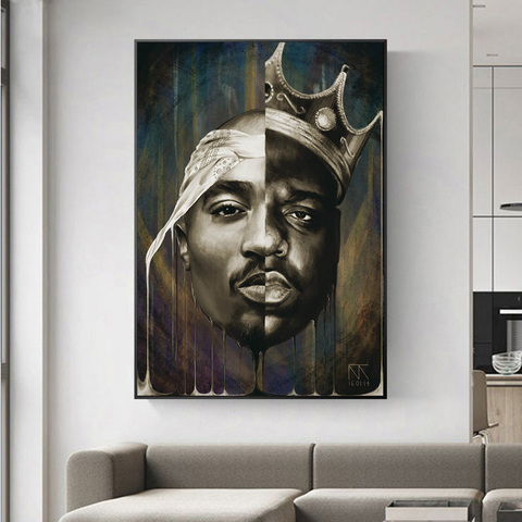 Portrait Of Big And Tupac Canvas Paintings On The Wall Posters And Prints 2Pac Modern Wall Art Canvas Pictures Home Decoration ► Photo 1/6