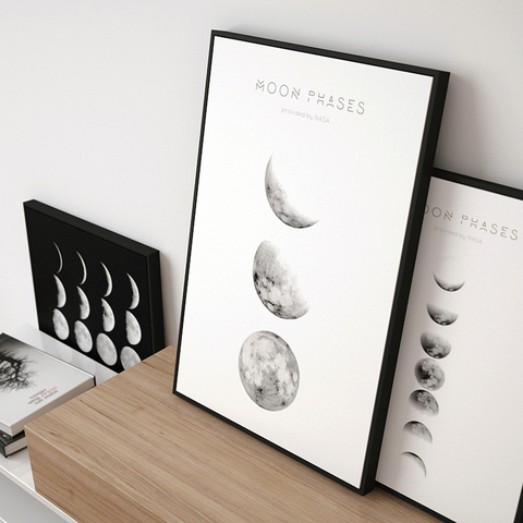 Black White Moon Canvas Painting Modern Wall Art Home Decor Posters &  Prints Art