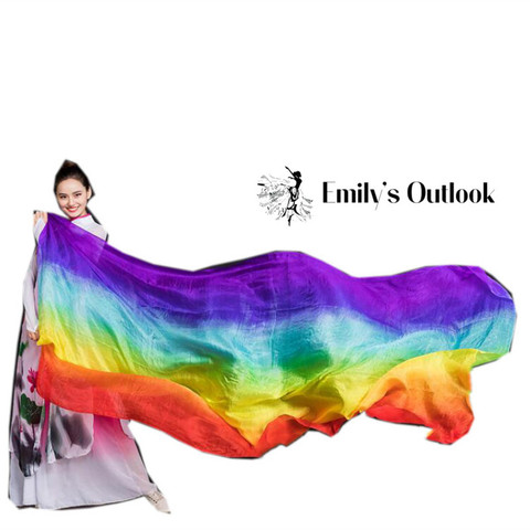 Promotion Hot Selling Belly Dance Silk Veil For Women Light 5 Mommes 100% Silk Belly Dance Shawls Wraps Gradient 250cm ► Photo 1/6