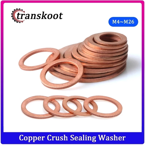 DIN7603 M4 M5 M6 M8 M10 M12 M13 M14 M16 M17 M18 M20 M22 M24 M26 Boat Red Brass Copper Crush Sealing Washer Flat Seal Gasket Ring ► Photo 1/6