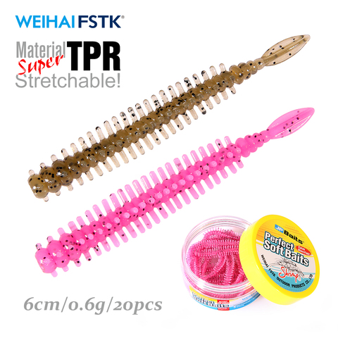 Wobbler soft Fishing Lure 20Pcs/jar 60mm 0.6g Artificial Lures Fishing Worm Silicone Bass Pike Swimbait Jigging Plastic Baits ► Photo 1/6