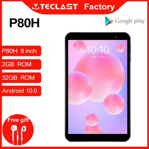 Tablets PC P80H Android 10.0 Tablet Quad core 8 inch 1280x800 IPS 2GB RAM 32GB ROM Dual Camera GPS Wifi Bluetooth Black ► Photo 1/6