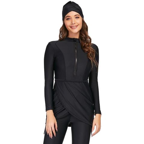 2022 new Long sleeve solid black Muslim Swimwear Womens Muslim Swimsuit Burkini ► Photo 1/6