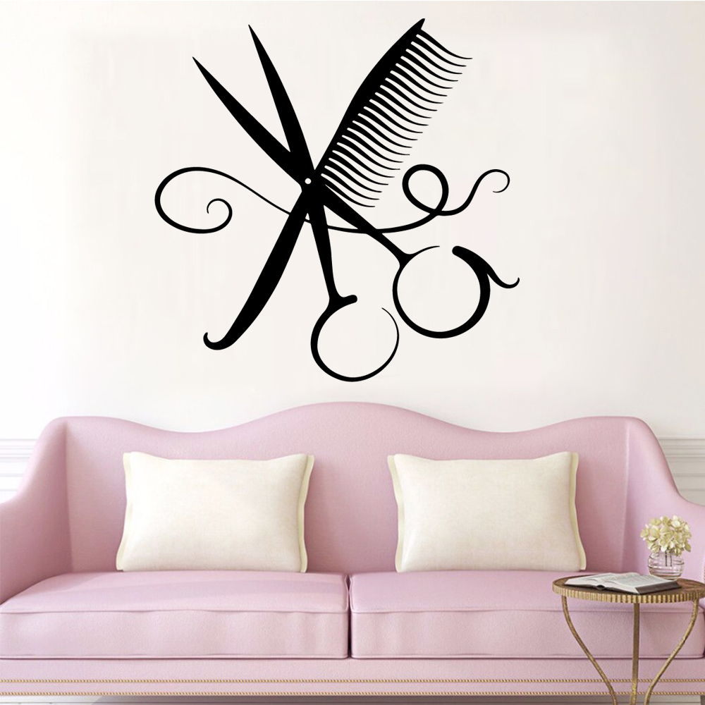Fashion Hair Salon Sticker Wall Decals For Haircut Room Wall Stickers  Wallpaper Barber Hair Salon - Price history & Review | AliExpress Seller -  Uz Decals Store 