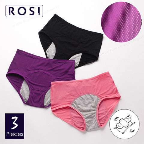 3PCS Period Panties Menstrual for Woman High Waist Period