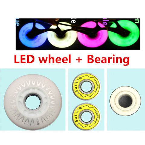 90A LED wheel + ILQ11 bearing LED flash Roller Skates tyre Inline Skating ILQ-11 light shine kids adults 60 62 64 68 70 72 76 80 ► Photo 1/6