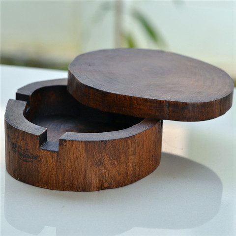 Natural Wooden Carved Ashtray Decorative Wood Lidded Ash Tray Cigarette Holder Tobacco Smoking Utensil Art and Craft Accessories ► Photo 1/6