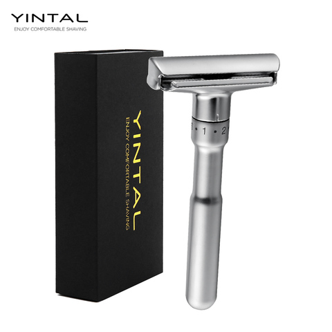 YINTAL Adjustable Safety Razor Double Edge Classic Men Shaving Mild to Aggressive 1-6 File Hair Removal Shaver it with 5 Blades ► Photo 1/6