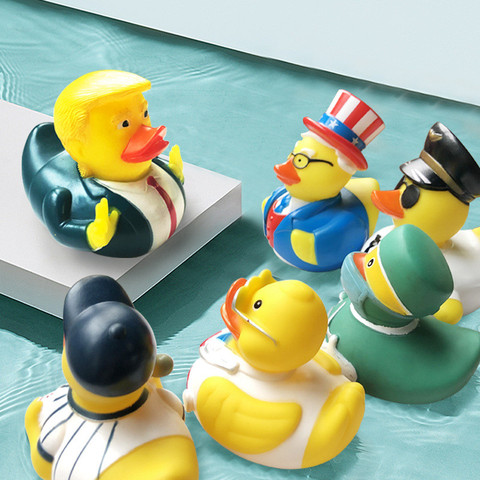 Baby Bath Toys Us President Trump Funny Rubber Duck Sound Squeaky Bathly Shower Waterfloating Yellow Duck Children's toy ► Photo 1/6