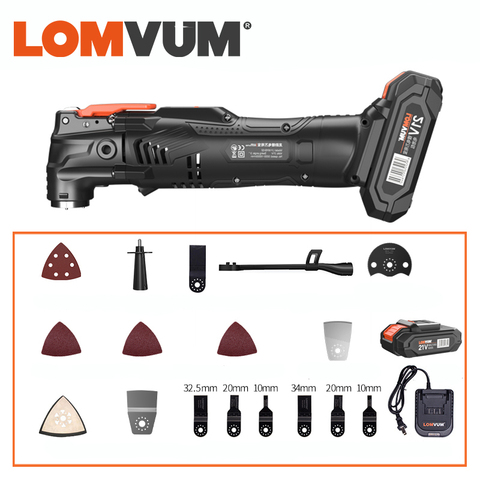 LOMVUM 21V Cordless Renovator Oscillating Woodworking Power Tools  DIY Home 6 Variable Speed Multi Cutter Electric Trimmer Blade ► Photo 1/6
