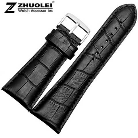 Watch strap 23mm 24mm 26mm 28mm big width Black brown Mens Alligator Genuine Leather Watch Strap Band bracelets free shipping ► Photo 1/2