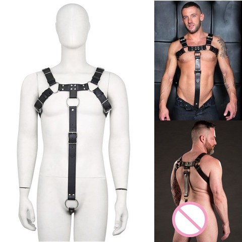 US Mens Leather Chest Body Harness Straps Gay ClubwearBDSM Punk