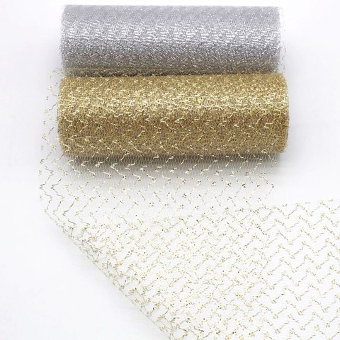 15cm gold/silver mesh silk ribbon 10 yards DIY handmade materials crafts hair bow bow peng peng skirt tulle wedding decoration ► Photo 1/6