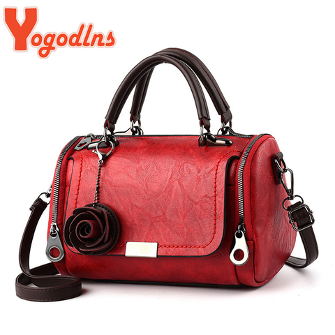 Yogodlns 2022 New flowers Pendant Handbag Women's fashion Boston bags single shoulder bag ladies crossbody bag PU messenger bag ► Photo 1/6