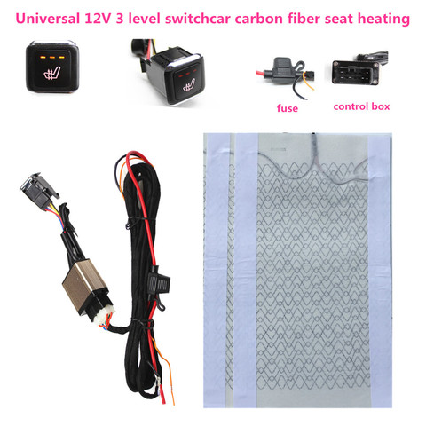Universal 12V  Carbon Fiber car Heated Seat Heater heating 3 Level Switch Winter Warmer Seat Covers ► Photo 1/6