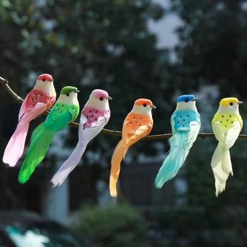 12pcs/box Simulation Artificial Bird Gardening Home Bird Ornament Decoration ► Photo 1/6