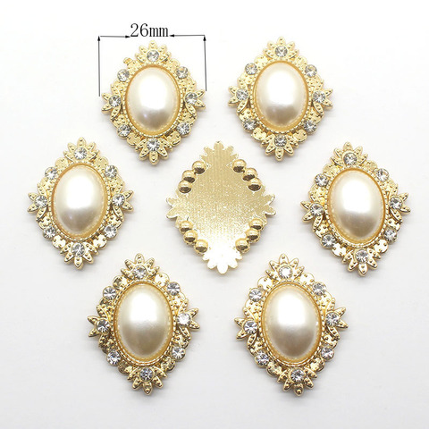 Fashion Hot 10Pcs 26mm diamond Alloy Diy jewelry Accessories Flat Back Imitation pearls Base Settings Wholesale Handmade Fitting ► Photo 1/5