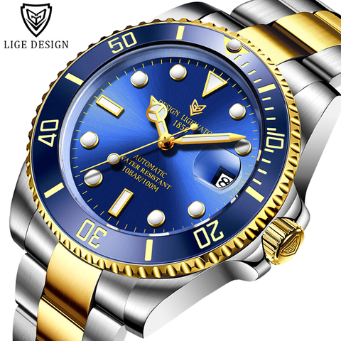 100ATM Waterproof Watch 2022 LIGE Fashion Watches Men Top Brand Automatic Mechanical Tourbillon Clock Stainless Steel Wristwatch ► Photo 1/1
