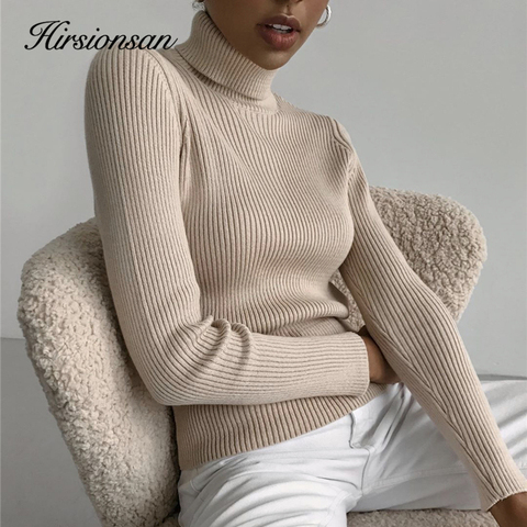 Hirsionsan Elegant Basic Knitted Sweater Women 2022 Bottoming Skinny Female Warm Knitwear Casual Pullovers Ladies Solid Jumper ► Photo 1/6