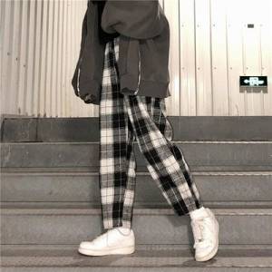 dropshipping Harajuku Plaid Pants For Women Trousers 2022 Streetwear Woman Harem Pants Autumn Ladies Causal Pants Plus Size ► Photo 1/5