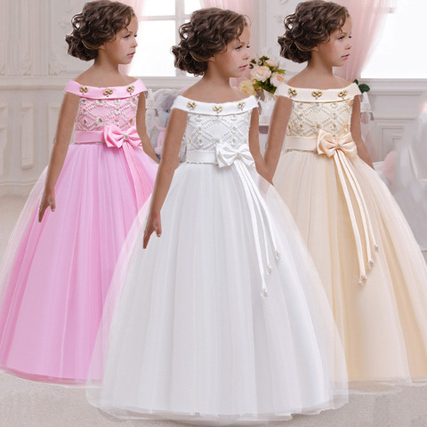 Kids Princess Dress for Girls Flower Appliques Ball Gown Baby Kids Clothes Elegant Party Wedding Costumes Children Clothing ► Photo 1/6