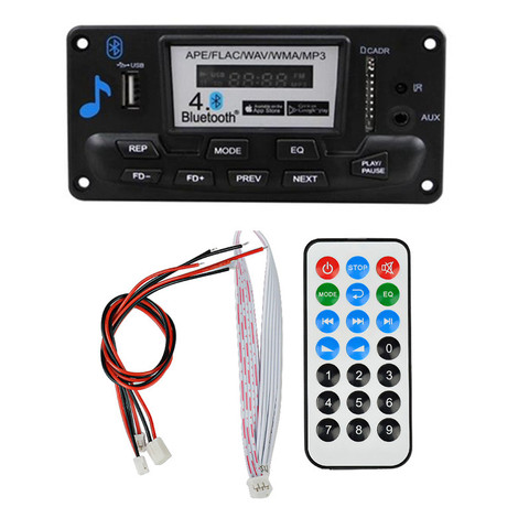 12V LCD Bluetooth MP3 Decoder Board WAV WMA Decoding MP3 Player Audio Module Support FM Radio AUX USB With Music Lyrics Display ► Photo 1/6