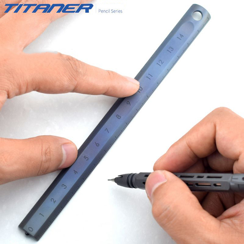 16cm Titanium Ruler EDC Scrub Roasted Blue Metal Measurement High Precision Outdoor Window Breaking Self-defense Multifunction ► Photo 1/6