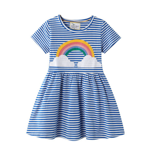 Jumping Meters 2-7T Princess Baby Dresses Applique Rainbow Cute Party Girls Tutu Dresses Cotton Stripe Children's Girls Dress ► Photo 1/6