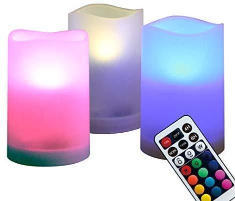 3Pcs Romantic Colors Changing Flameless LED Candle Light With Remote Control Wedding Party Birthday Valentine Lamp Supplies ► Photo 1/5